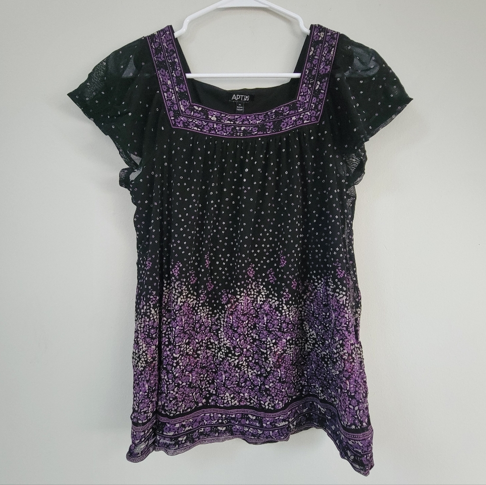 Apt 9 Babydoll Black Sheer Top Women's Size M Y2K Whimsy Fairy Goth 90's